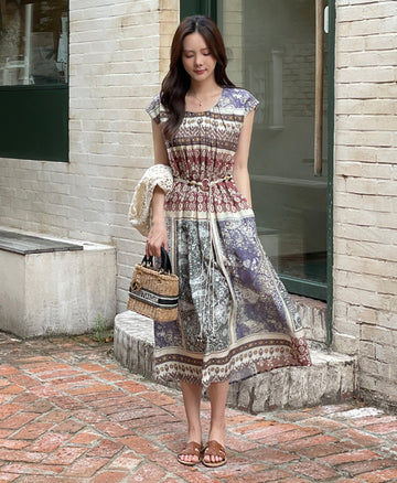 Onday Ethnic Patterned Sleeveless One Piece (Belt set)